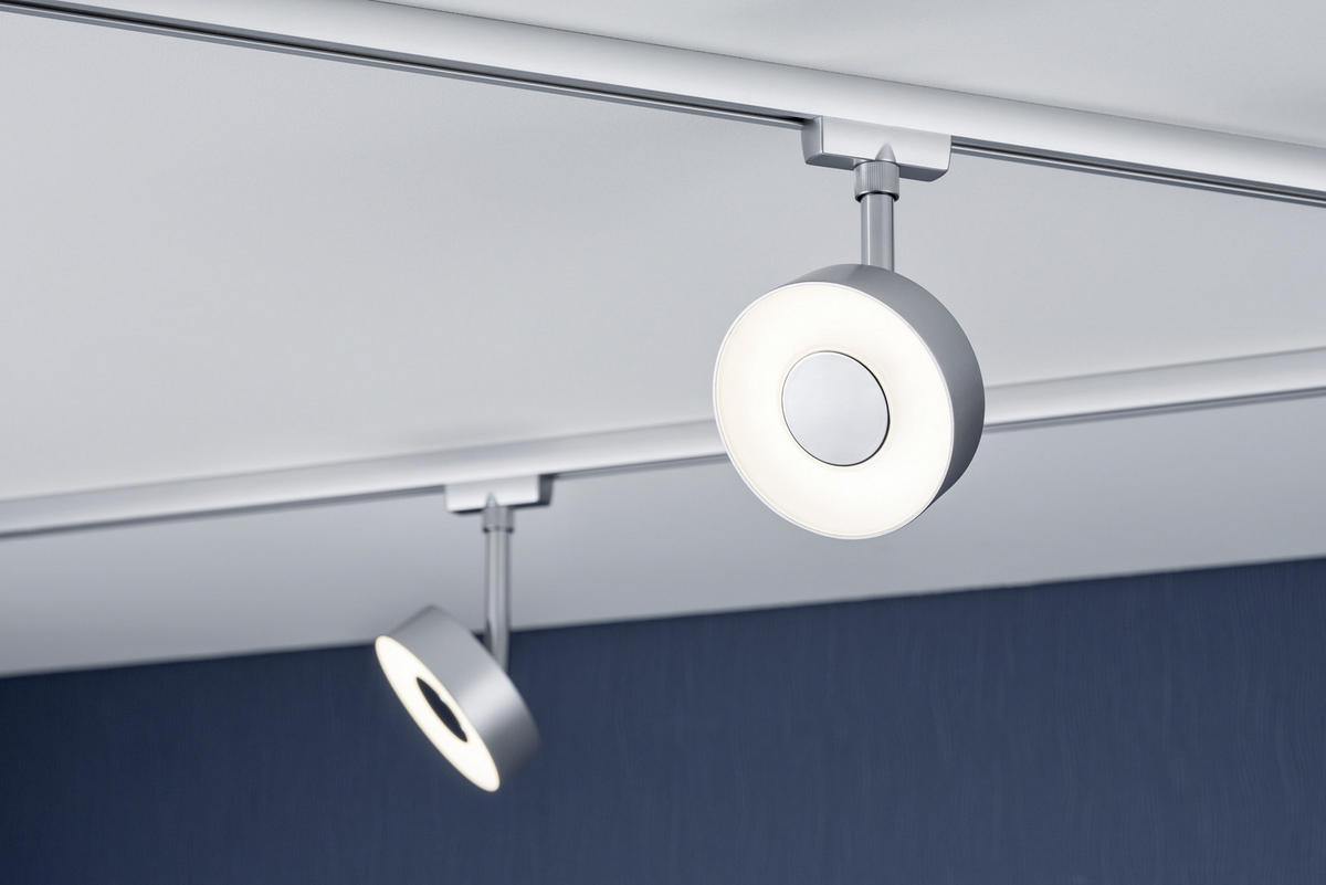 SCHIENENSYSTEM-STRAHLER URail   - Chromfarben, Basics, Kunststoff/Metall (9,8/14,7/5cm) - Paulmann