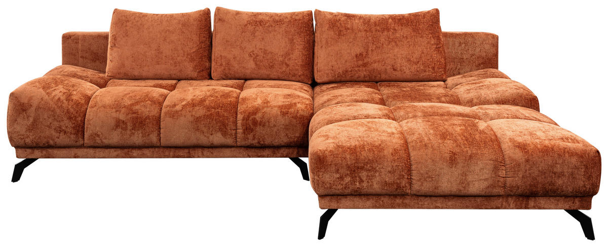 ECKSOFA in Chenille Rostfarben  290/182 cm  - Rostfarben/Schwarz, MODERN, Textil/Metall (290/182cm) - Hom`in