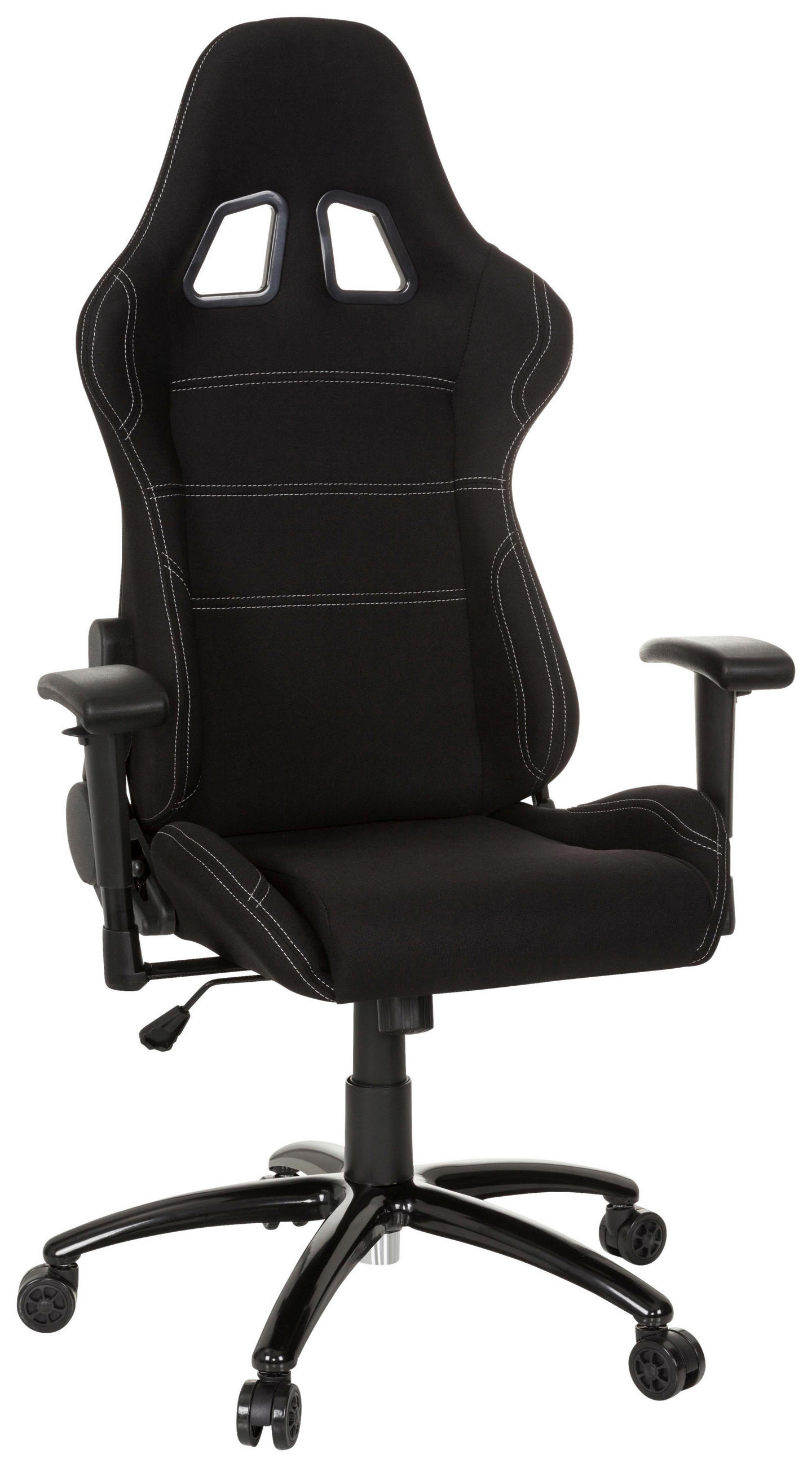 GAMINGSTUHL Schwarz Textil   - Schwarz/Weiß, Basics, Kunststoff/Textil (72/140/63cm) - MID.YOU