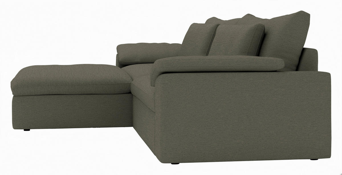 ECKSOFA Flachgewebe Grau  - Schwarz/Grau, Modern, Kunststoff/Textil (198/306cm) - Carryhome