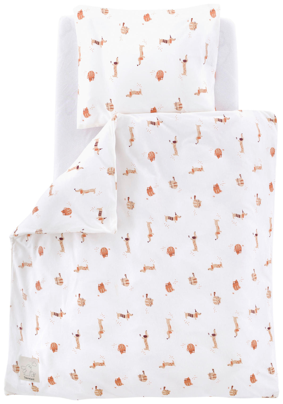 BABYBETTWÄSCHE 80/80 cm  - Orange/Weiß, Basics, Textil (80/80cm) - Träumeland
