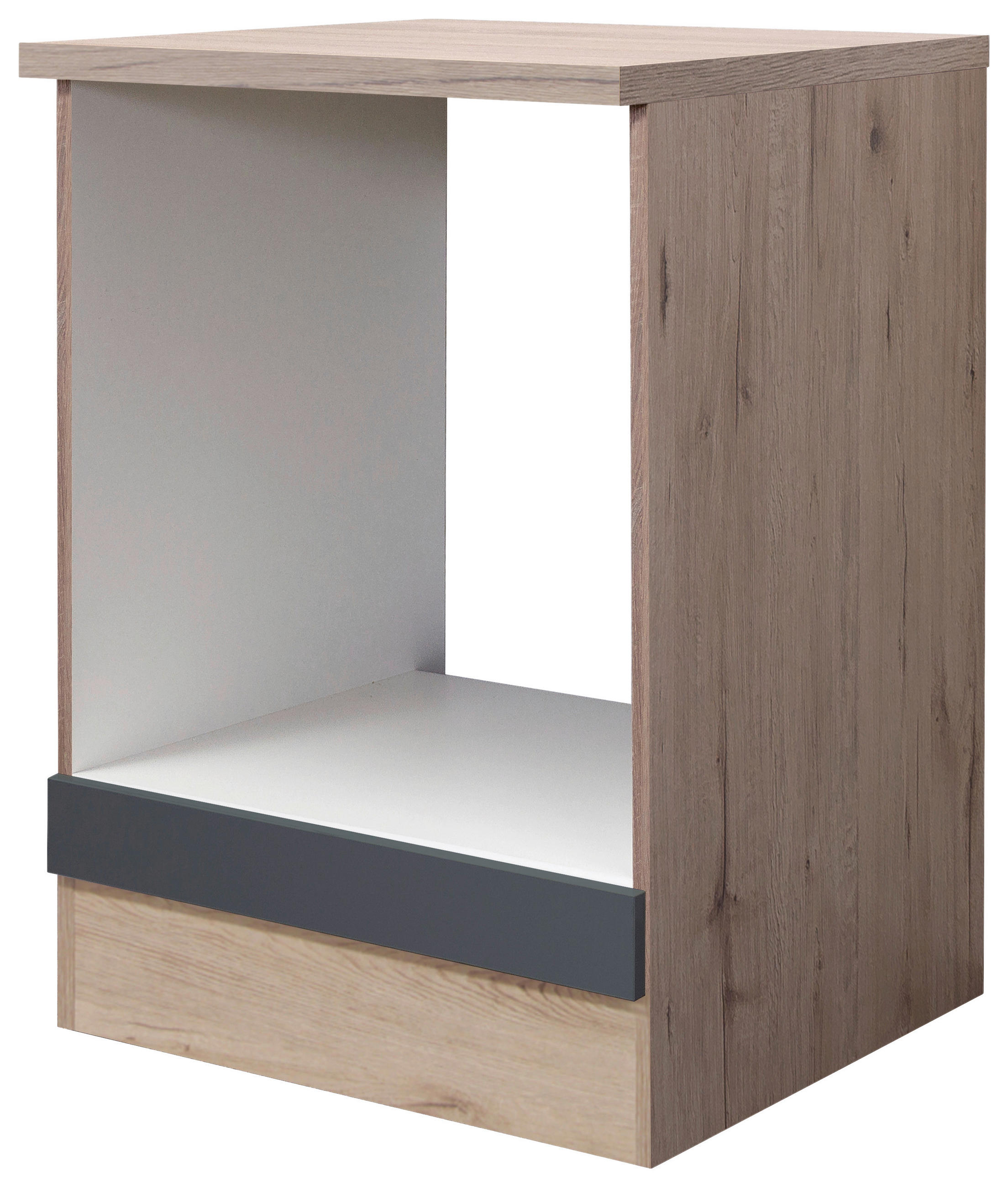 Herdumbauschrank Shadow B:60cm Grau/Eiche Dekor + Arbeitspl.