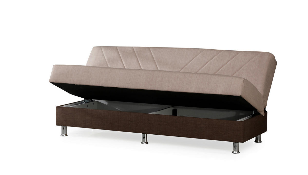 SCHLAFSOFA  in Webstoff Beige  - Chromfarben/Beige, Design, Kunststoff/Textil (190/82/82cm) - Livetastic