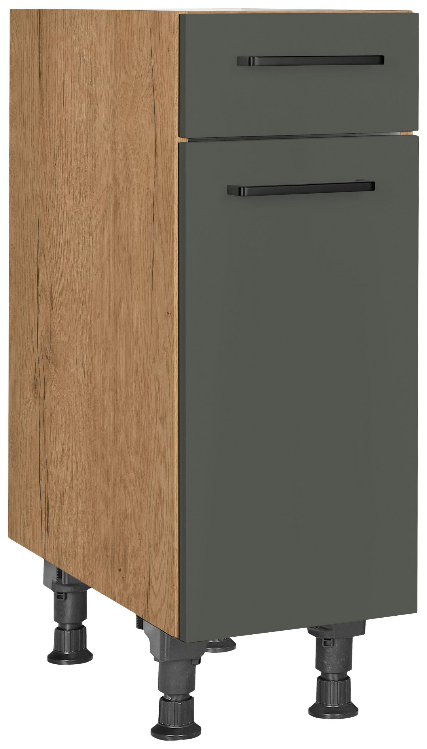 Nobilia Schubkastenunterschrank Easytouch Grün, Eiche 30x87x56 cm