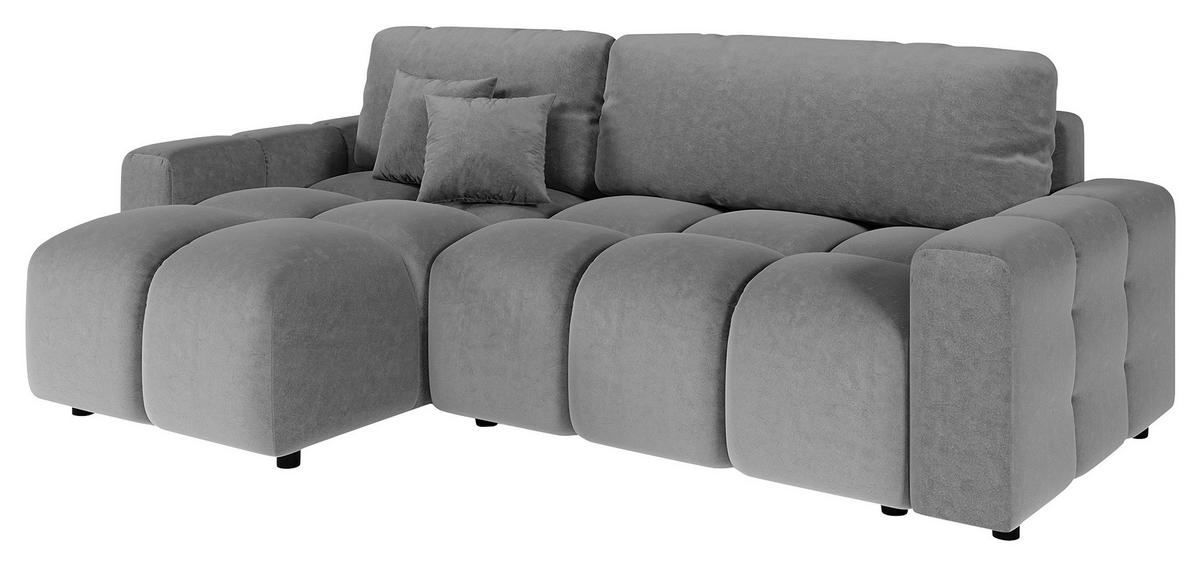 ECKSOFA Luki Grau Mikrofaser  - Schwarz/Grau, Design, Kunststoff/Textil (233/142cm) - Livetastic
