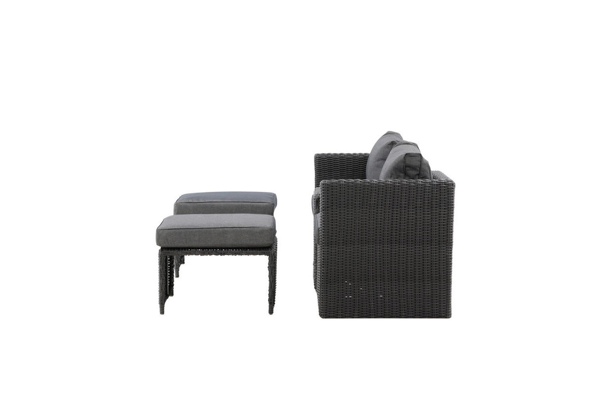 GARTENSET Stahl  - Schwarz/Grau, KONVENTIONELL, Kunststoff/Metall - Gardenson