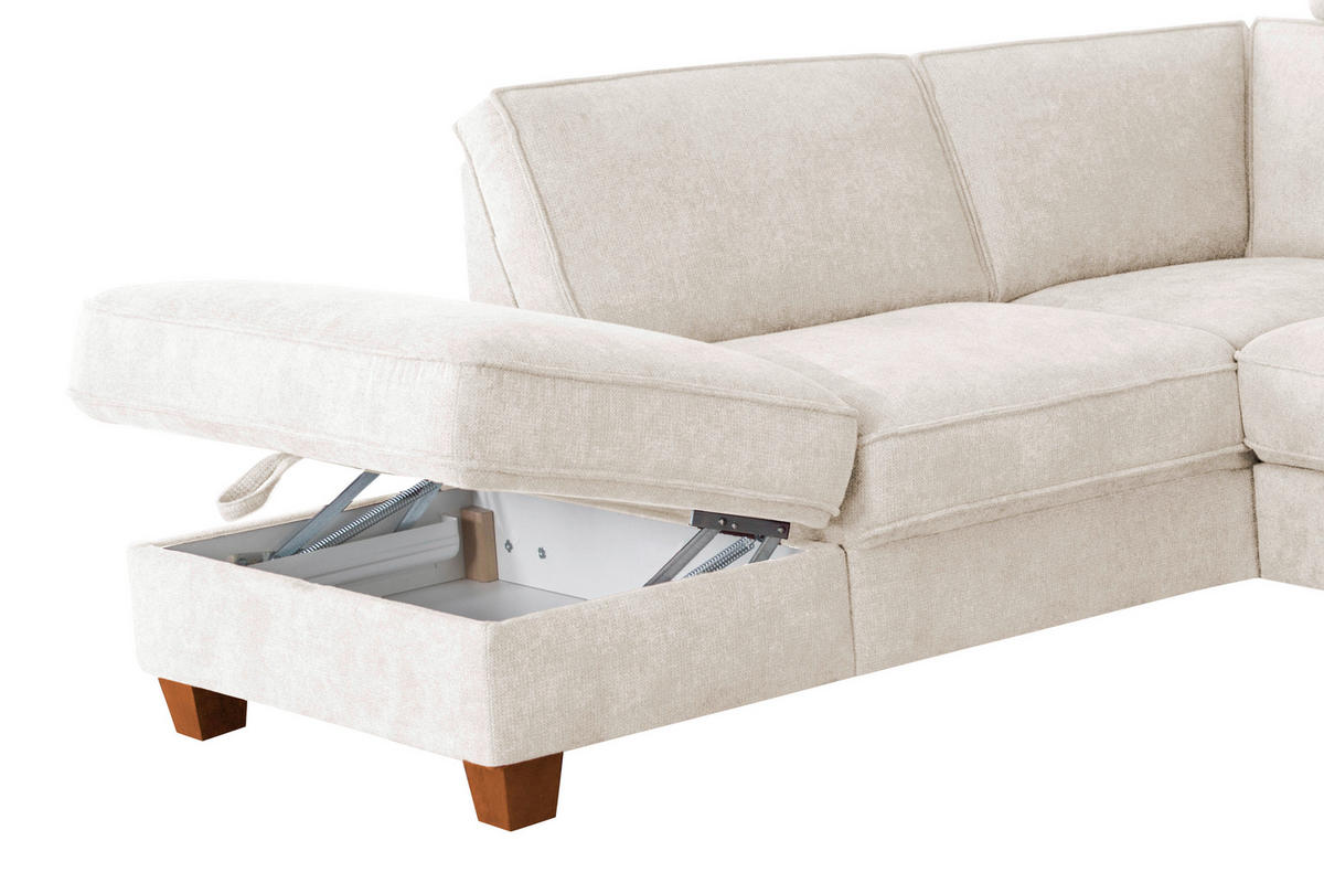 ECKSOFA in Flachgewebe Creme  - Eichefarben/Creme, Konventionell, Holz/Textil (213/236cm) - Sit & More