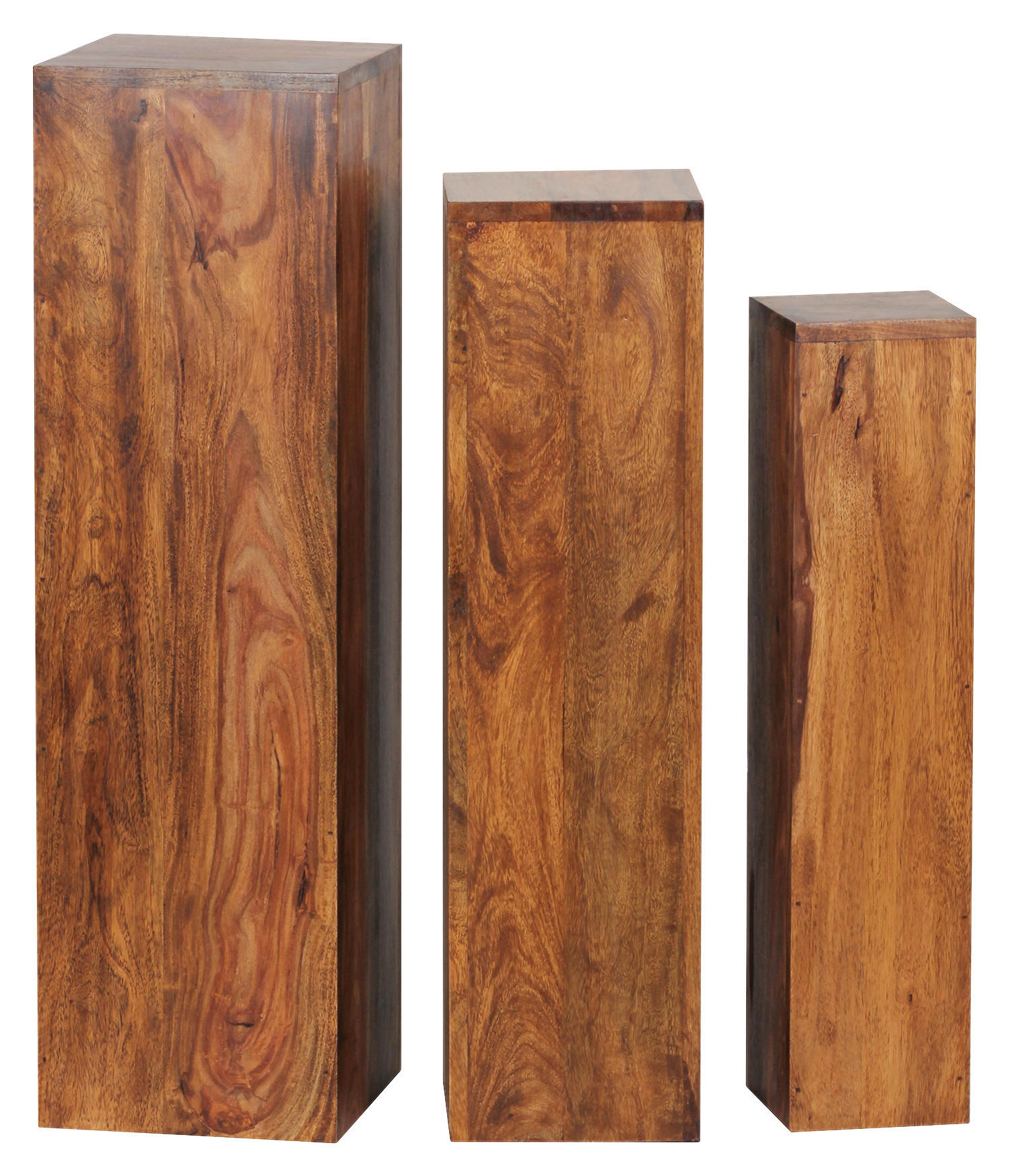 BLUMENTISCHSET Holz Sheesham massiv  - Sheeshamfarben, Design, Holz (24,5/24,5/85cm) - MID.YOU