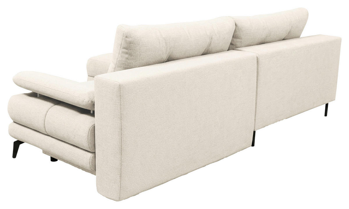 ECKSOFA Perlmutt Struktur Rückenkissen, Bettkasten, Schlaffunktion, Rücken echt, Armteilverstellung, Liegefläche im Originalstoff  - Beige/Perlmutt, MODERN, Textil/Metall (181/263cm) - Carryhome