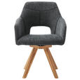 ARMLEHNSTUHL  Stoffauswahl, Sitzfläche 180° drehbar, automatische Rückholfunktion Webstoff  - Wildeiche/Anthrazit, KONVENTIONELL, Holz/Textil (57/84/57cm) - Voleo