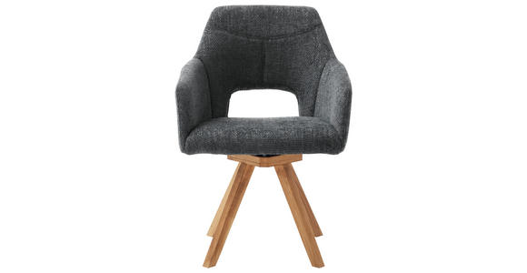 ARMLEHNSTUHL  Stoffauswahl, Sitzfläche 180° drehbar, automatische Rückholfunktion Webstoff  - Wildeiche/Anthrazit, KONVENTIONELL, Holz/Textil (57/84/57cm) - Voleo