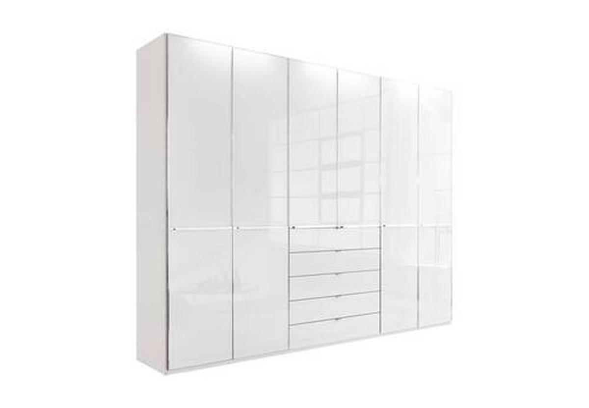 DREHTÜRENSCHRANK 300/236/58 cm 6-türig Weiß  - Chromfarben/Weiß, KONVENTIONELL, Glas/Holzwerkstoff (300/236/58cm) - Novel