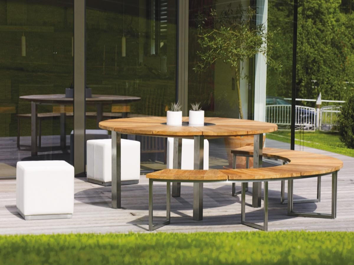 GARTENBANK 171/45/70 cm Recyclingholz, Teakholz  Edelstahl  - Edelstahlfarben/Naturfarben, Design, Holz/Metall (171/45/70cm) - Zebra 