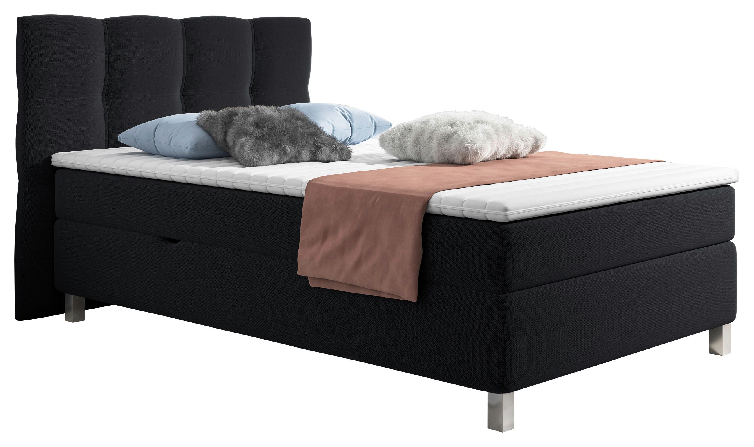 BOXBETT 120/200 cm  in Schwarz  - Alufarben/Schwarz, KONVENTIONELL, Kunststoff/Textil (120/200cm) - Carryhome