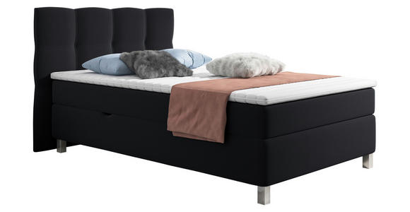 BOXBETT 120/200 cm in Schwarz - Alufarben/Schwarz, KONVENTIONELL, Kunststoff/Textil (120/200cm) - Carryhome