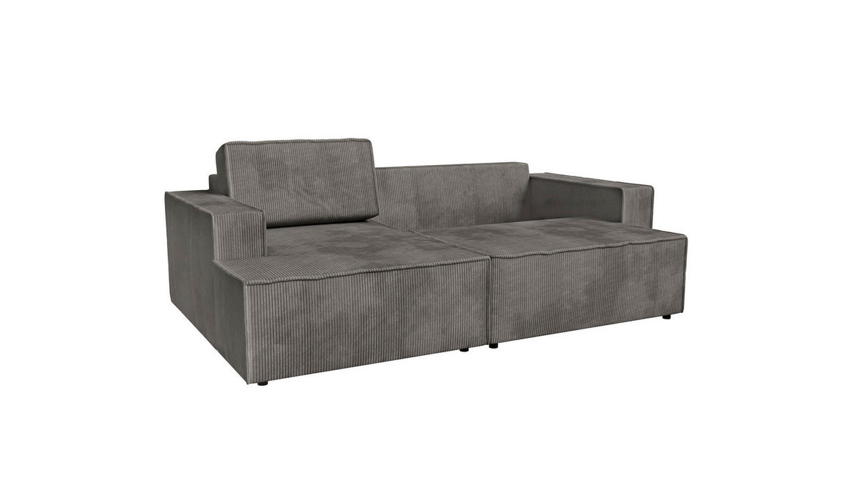 ECKSOFA inkl. Funktionen Anthrazit Cord  - Anthrazit/Schwarz, MODERN, Kunststoff/Textil (149/245cm) - Stylife