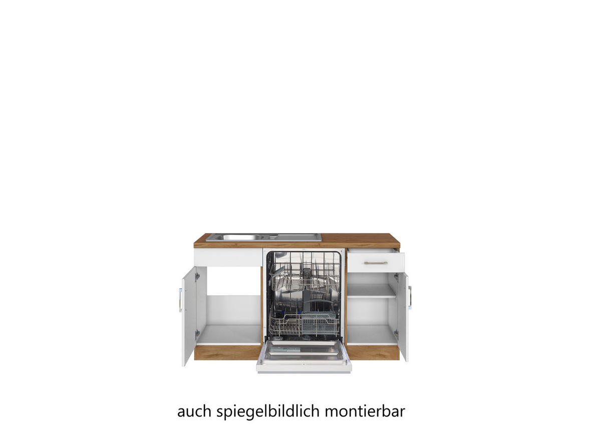 ECKKÜCHE 210/270 cm  in Weiss, Eiche Wotan  - Chromfarben/Weiss, Modern, Holzwerkstoff/Metall (210/270cm) - Held