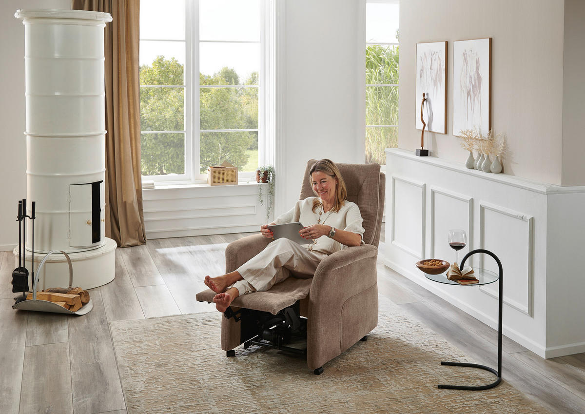 FERNSEHSESSEL in Chenille Beige  - Beige/Grau, Konventionell, Kunststoff/Textil (78/115/90cm) - Hukla