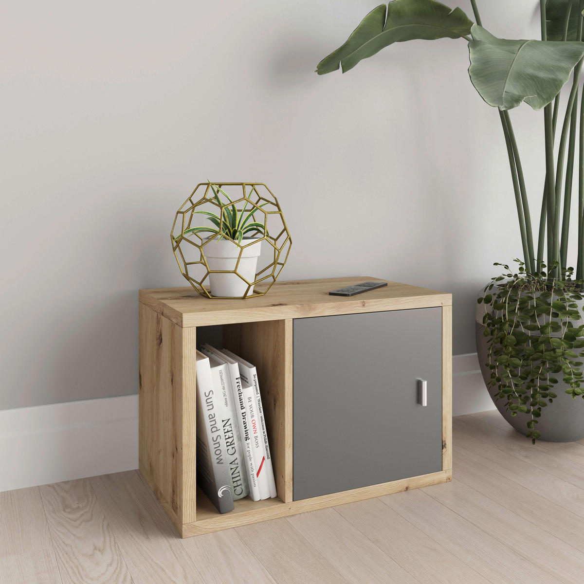 CONTAINER Grau  - Silberfarben/Grau, Basics, Holzwerkstoff/Kunststoff (34/34/33,4cm) - MID.YOU