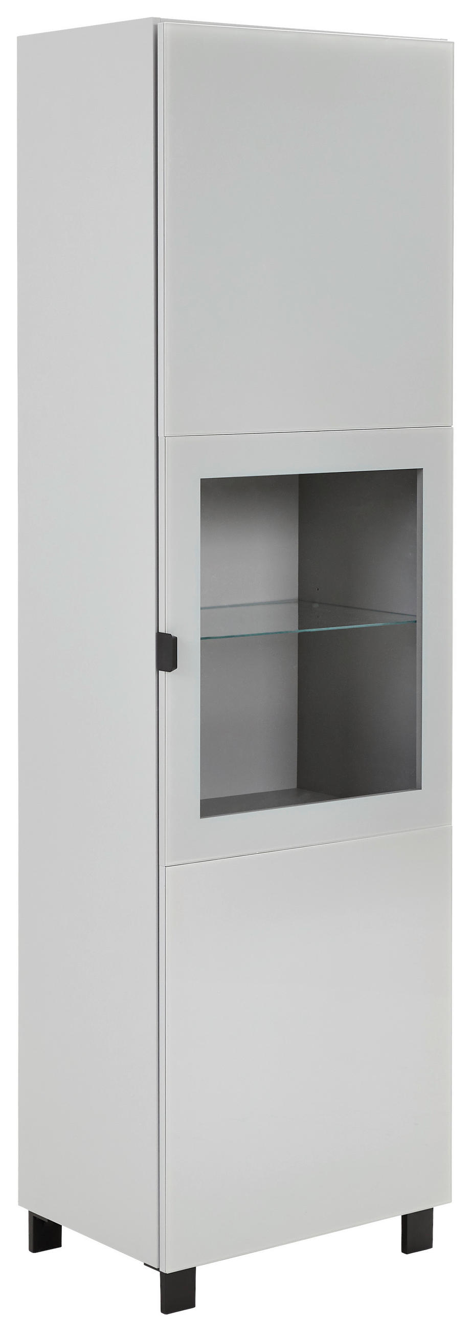 VITRINE Grau, Hellgrau  60/203,5/41,5 cm  - Hellgrau/Schwarz, Design, Glas/Holzwerkstoff (60/203,5/41,5cm) - Hom`in