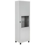 VITRINE Grau, Hellgrau  60/203,5/41,5 cm  - Hellgrau/Schwarz, Design, Glas/Holzwerkstoff (60/203,5/41,5cm) - Hom`in