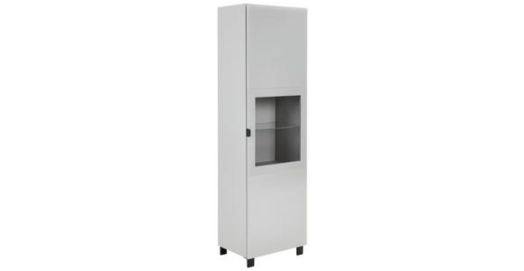 VITRINE Grau, Hellgrau 60/203,5/41,5 cm - Hellgrau/Schwarz, Design, Glas/Holzwerkstoff (60/203,5/41,5cm) - Hom`in