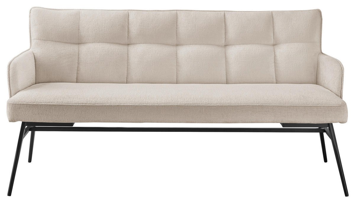 SITZBANK 180/88/68 cm Mikrofaser Creme, Schwarz  - Creme/Schwarz, Design, Textil/Metall (180/88/68cm) - SetOne by Musterring
