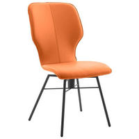 STUHL Echtleder Orange  - Dunkelgrau/Orange, Design, Leder/Metall (49/95/63cm) - Musterring