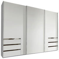 OMARA Z DRSNIMI VRATI, bela  - barve kroma/bela, Moderno, kovina/leseni material (300/216/65cm) - MID.YOU