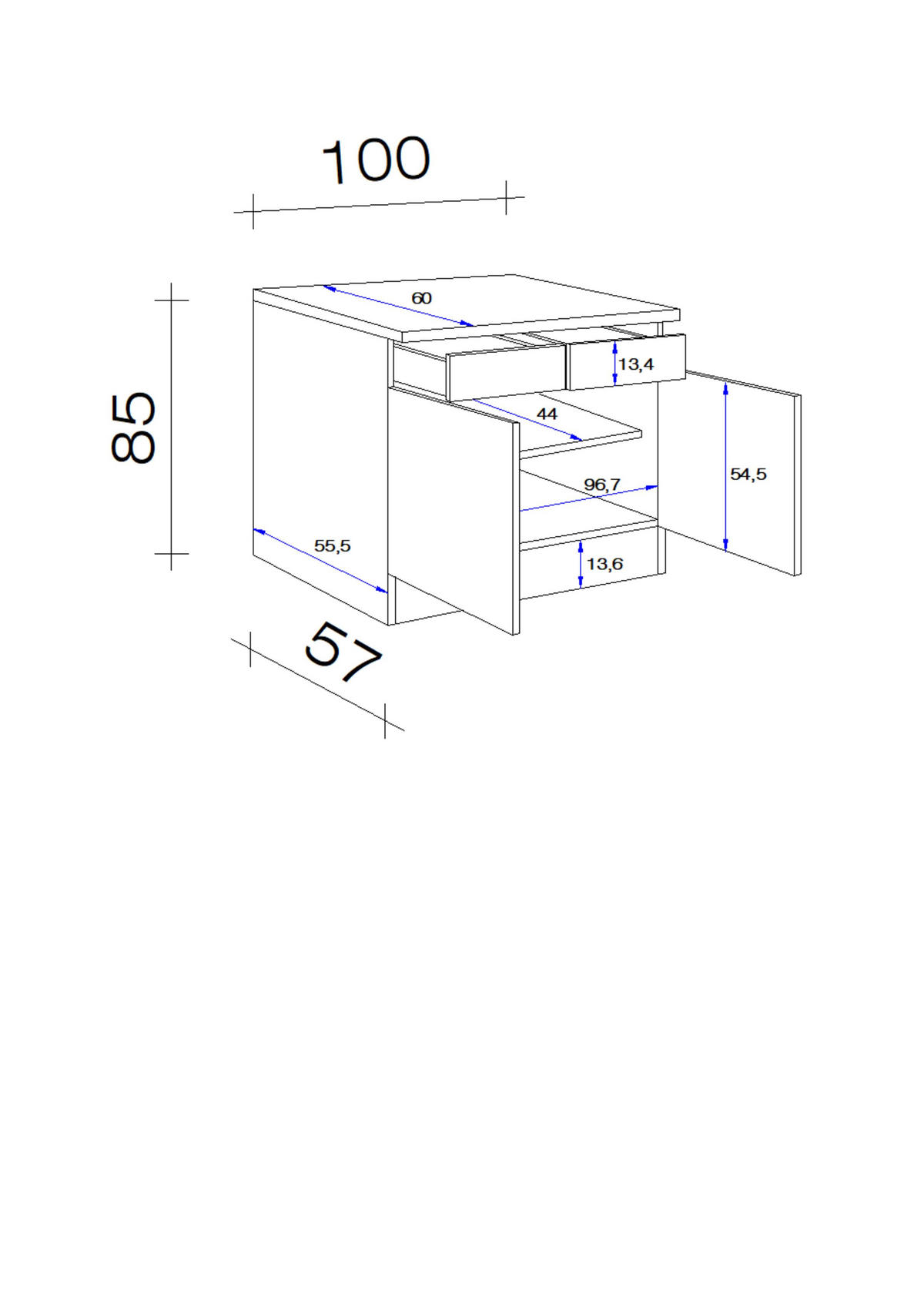 FlexWell KÜCHENUNTERSCHRANK 100/85/57 cm in nur online Artisan Grün, ➤ jetzt Eiche