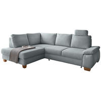 ECKSCHLAFSOFA Cord Hellblau  inkl. Bettkasten, Schlaffunktion, Armteilverstellung, Sitztiefenverstellung, Liegefläche im Originalstoff, Kopfstütze  - Wildeiche/Hellblau, MODERN, Holz/Textil (206/261cm) - Livetastic