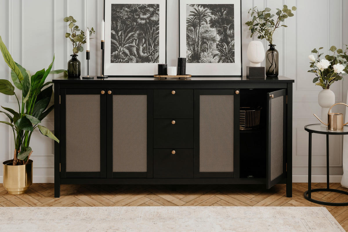 SIDEBOARD  in 180/90/40 cm  - Messingfarben/Schwarz, Trend, Holzwerkstoff/Metall (180/90/40cm) - MID.YOU