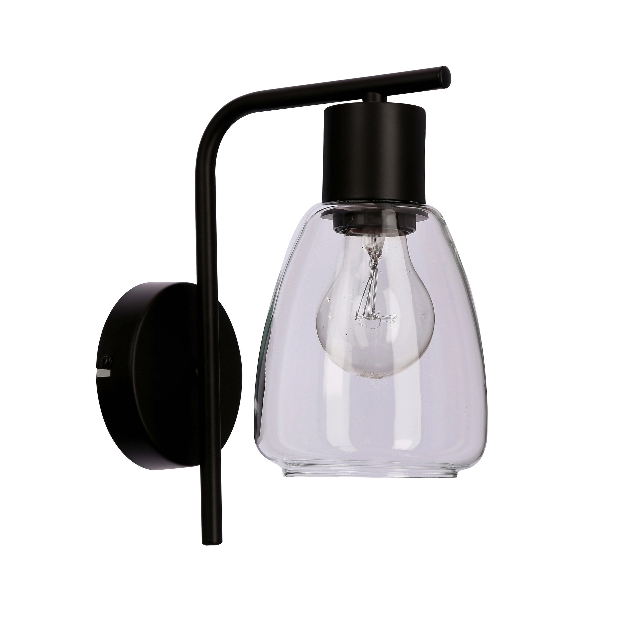 WANDLEUCHTE 17.4/12/23.5 cm   - Transparent/Schwarz, Design, Metall (17.4/12/23.5cm)