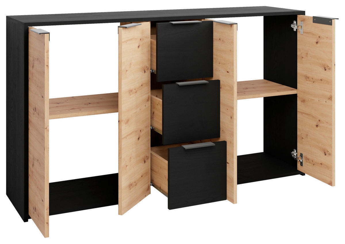 SIDEBOARD  in 139/80/39 cm  - Anthrazit/Schwarz, Design, Holzwerkstoff/Kunststoff (139/80/39cm) - MID.YOU