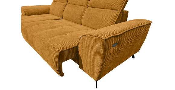 ECKSOFA Currygelb Cord  - Currygelb/Schwarz, KONVENTIONELL, Textil/Metall (196/290cm) - Carryhome