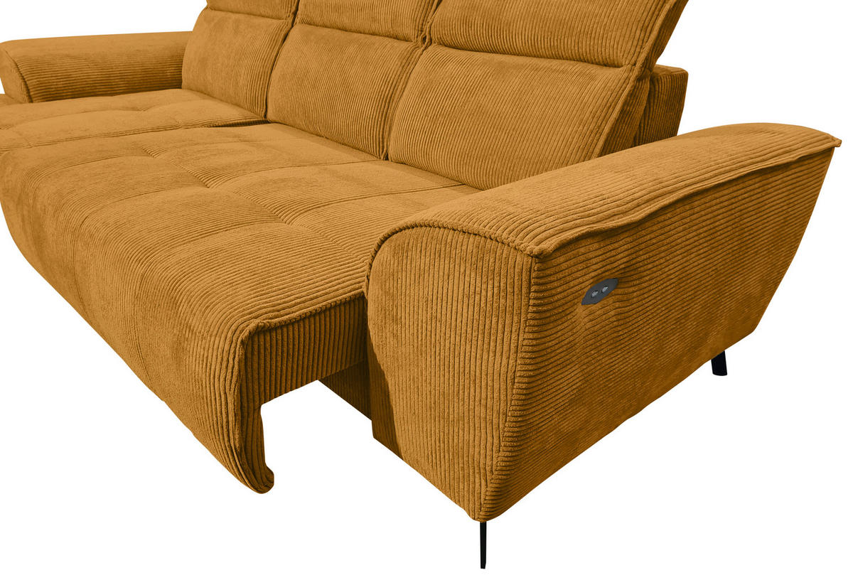 ECKSOFA Currygelb Cord  - Currygelb/Schwarz, KONVENTIONELL, Textil/Metall (196/290cm) - Carryhome