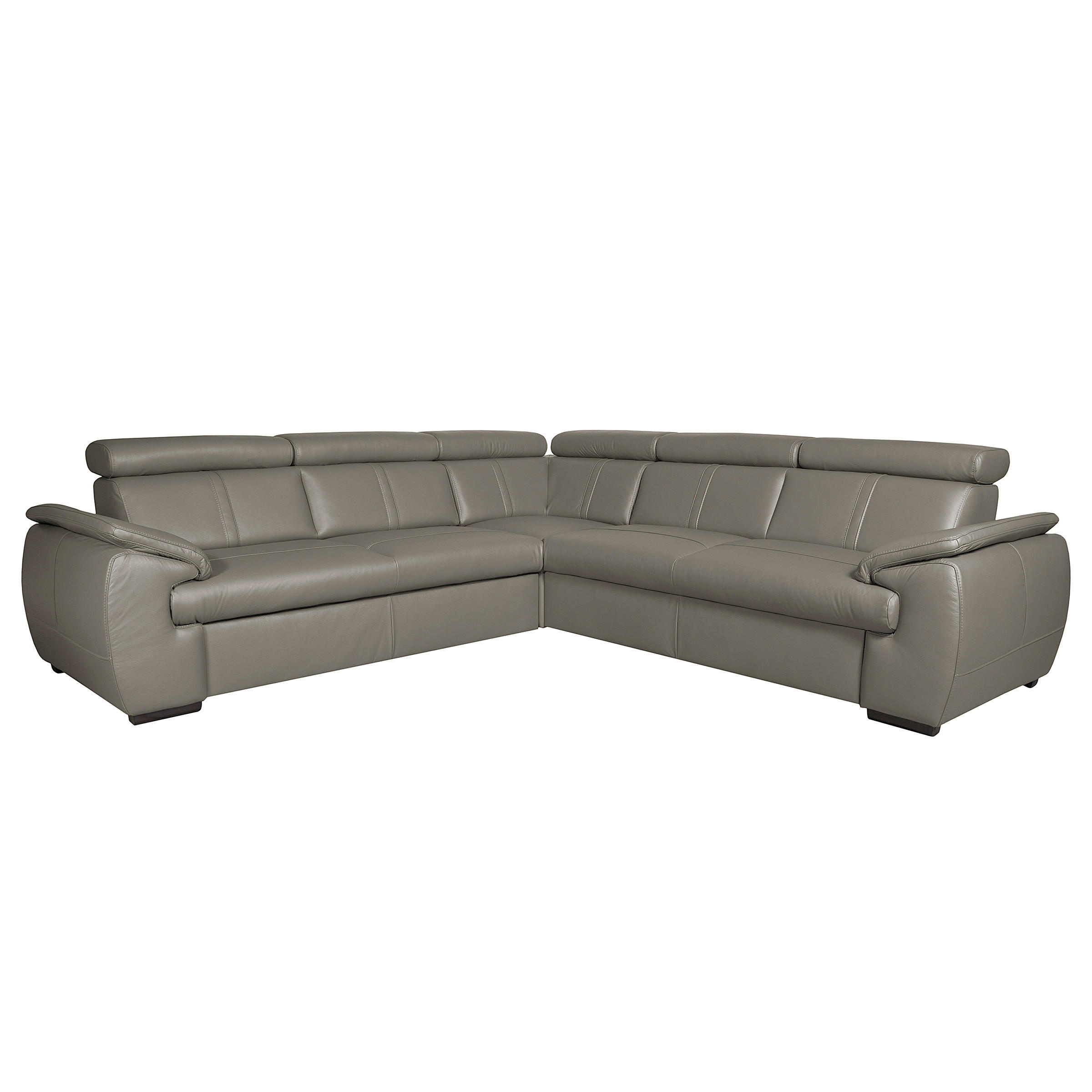 ECKSOFA  in Echtleder Schlammfarben  - Schlammfarben/Schwarz, Design, Leder/Holz (265/265cm) - Livetastic