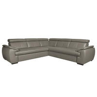 ECKSOFA  in Echtleder Schlammfarben  - Schlammfarben/Schwarz, Design, Leder/Holz (265/265cm) - Livetastic