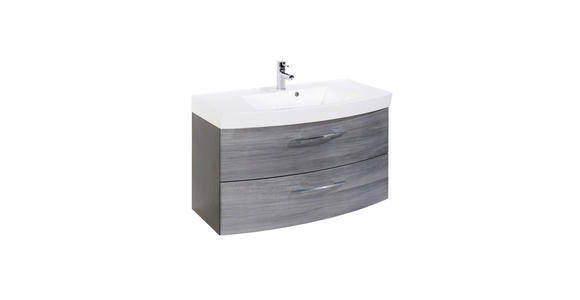 WASCHTISCHKOMBI 100 cm  - Chromfarben/Eichefarben, KONVENTIONELL, Holzwerkstoff/Metall (100cm) - Xora