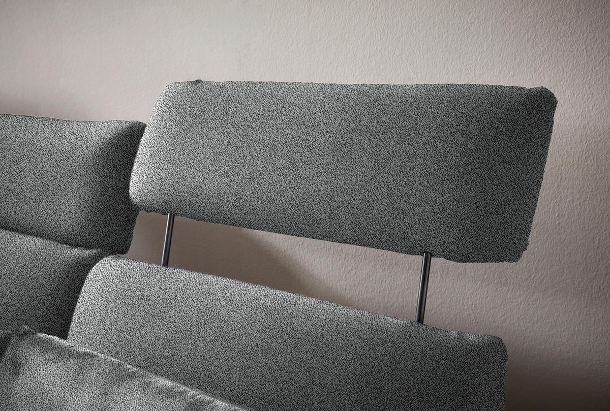 ECKSOFA in Flachgewebe Grau  - Schwarz/Grau, Design, Textil/Metall (152/259cm) - Dieter Knoll