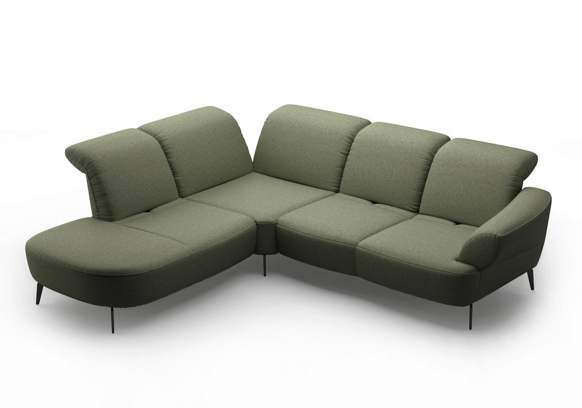 ECKSOFA in Flachgewebe Olivgrün  270/302 cm  - Schwarz/Olivgrün, MODERN, Textil/Metall (270/302cm) - Sit & More