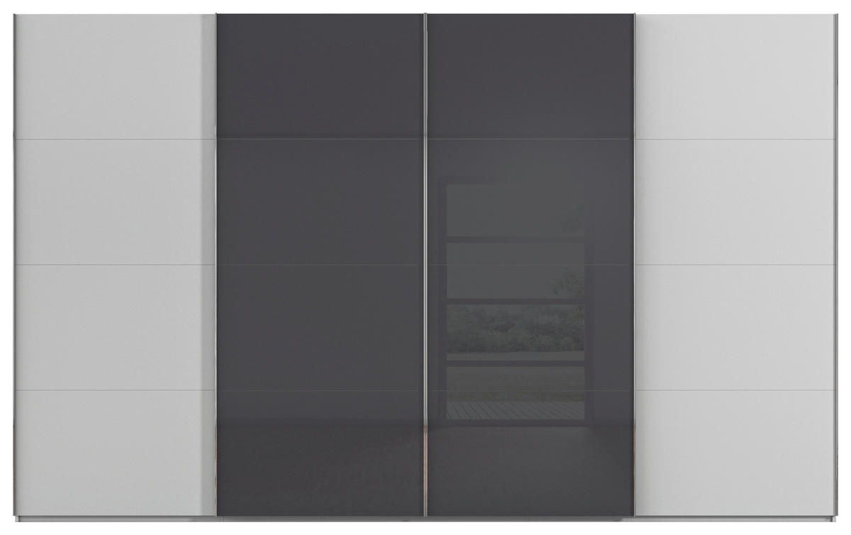 SCHWEBETÜRENSCHRANK 361/235/68 cm 4-türig  - Chromfarben, KONVENTIONELL, Glas/Holzwerkstoff (361/235/68cm) - Novel