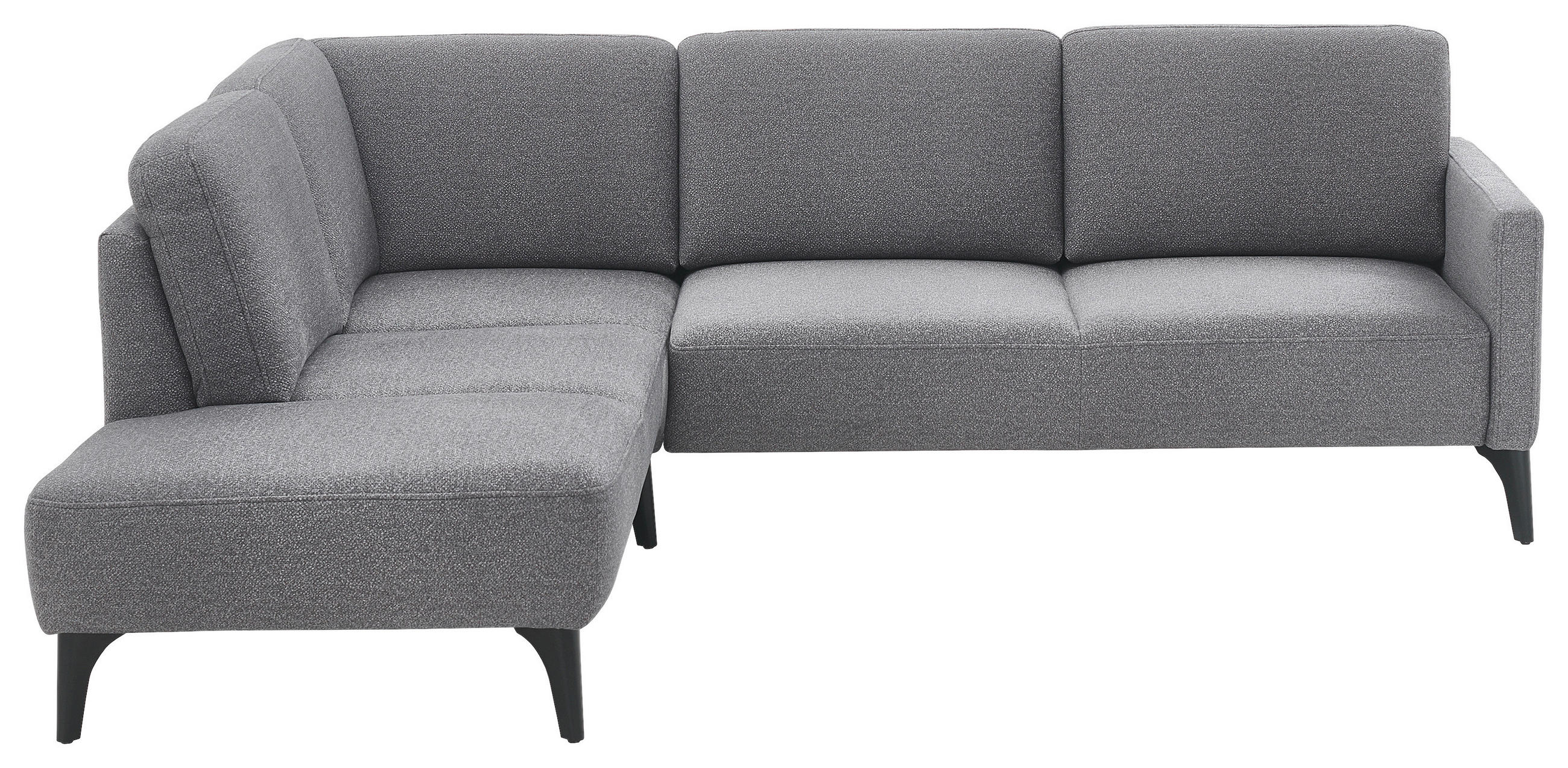 ECKSOFA Grau Flachgewebe  - Schwarz/Grau, KONVENTIONELL, Textil/Metall (218/255cm) - Elegando