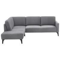 ECKSOFA Grau Flachgewebe  - Schwarz/Grau, KONVENTIONELL, Textil/Metall (218/255cm) - Elegando