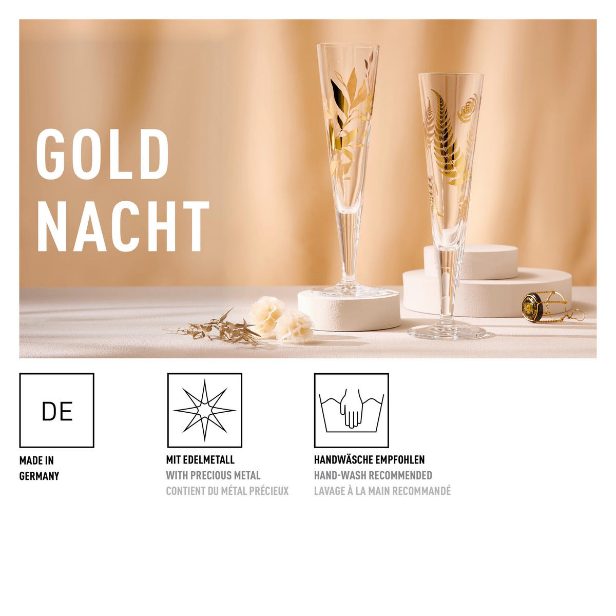 CHAMPAGNERGLAS 205 ml  - Transparent/Goldfarben, Design, Glas (7.2/24.0cm) - Ritzenhoff
