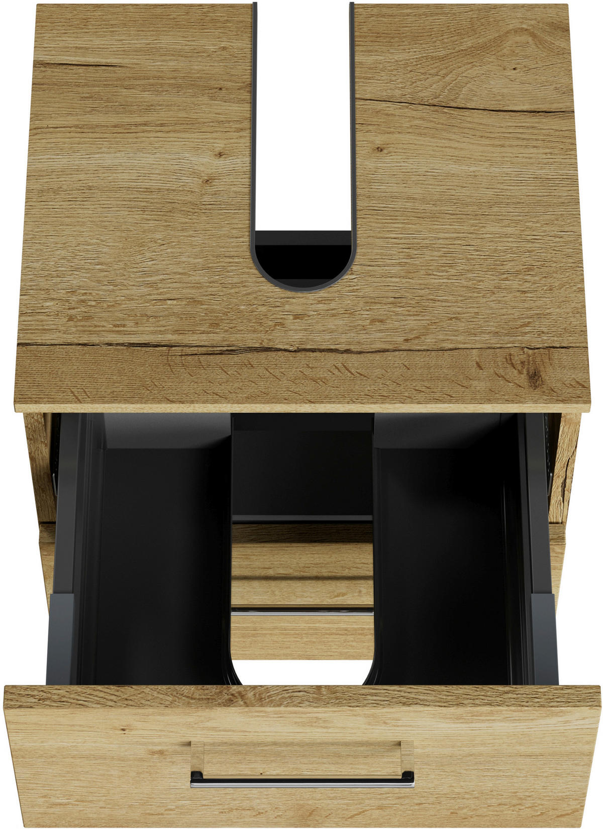 WASCHBECKENUNTERSCHRANK 45/49,8/38,3 cm  - Chromfarben/Wildeiche, KONVENTIONELL, Holzwerkstoff/Metall (45/49,8/38,3cm) - Sadena