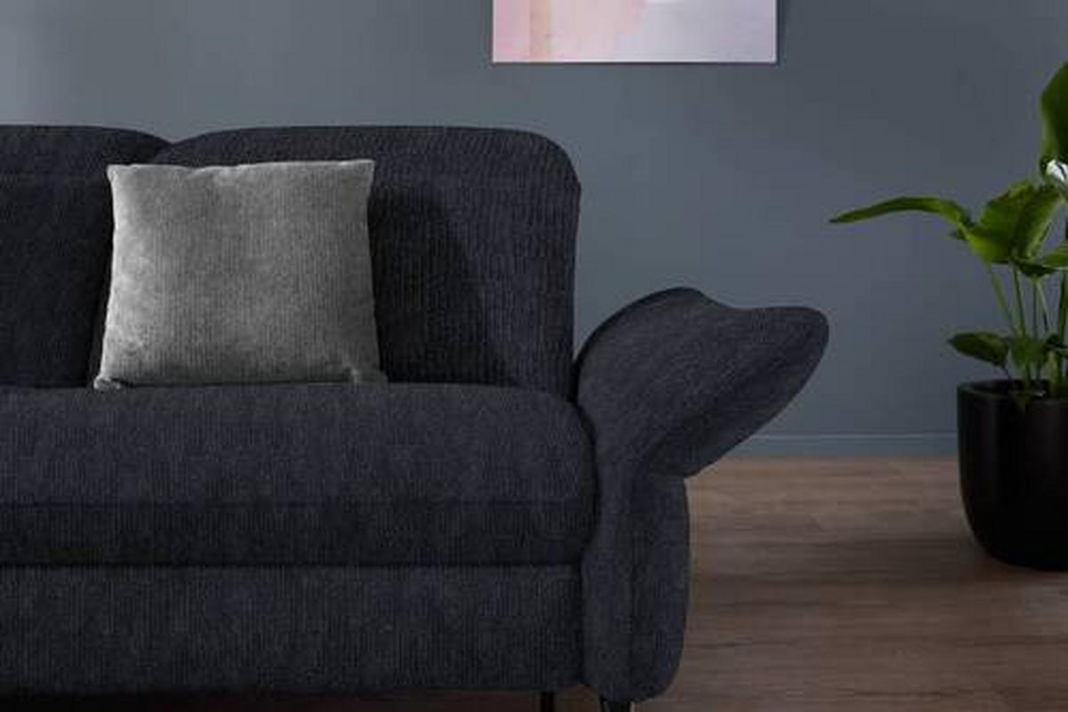 ECKSOFA in Flachgewebe Graphitfarben  - Schwarz/Graphitfarben, Design, Textil/Metall (233/299-313cm) - Dieter Knoll