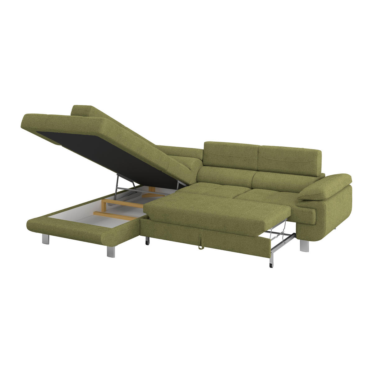 ECKSOFA Khaki Drell  - Khaki, MODERN, Textil/Metall (230/270cm) - MID.YOU