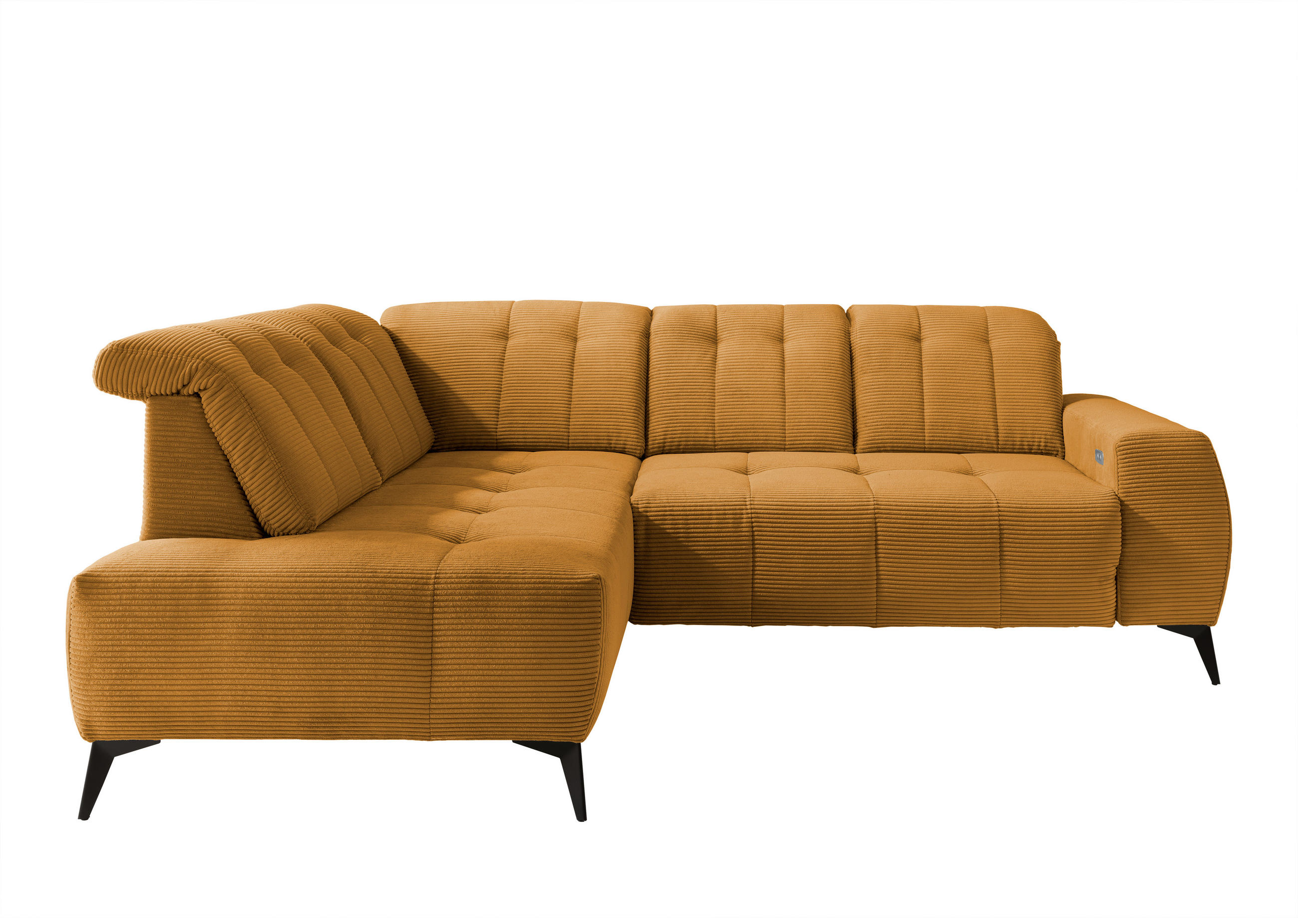ECKSOFA in Cord Goldfarben  - Goldfarben/Schwarz, Modern, Textil/Metall (200/261cm) - Livetastic