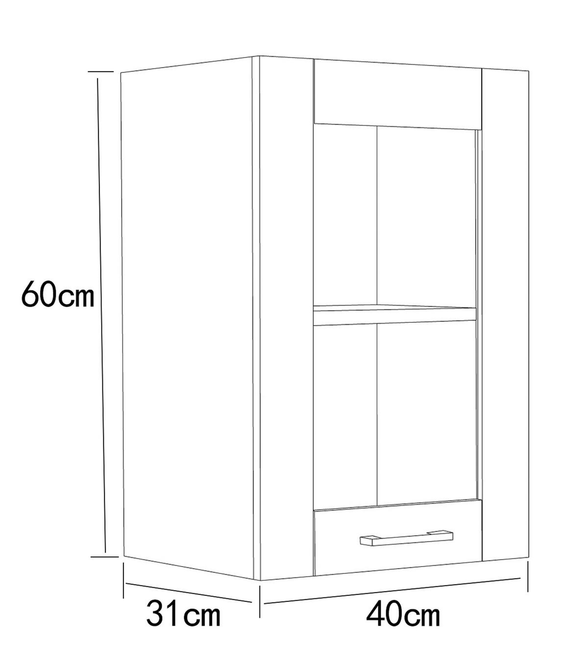 KÜCHENOBERSCHRANK 40/60/31 cm  in Anthrazit, Weiss  - Weiss/Anthrazit, Trend, Glas/Holzwerkstoff (40/60/31cm) - MID.YOU